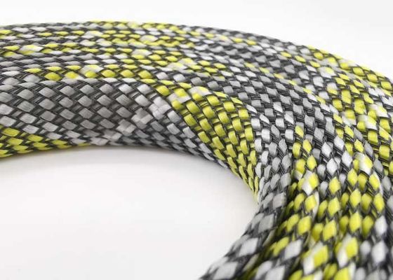 Цвет монтажной схемы электрический заплетенный Sleeving 80mm пряжи PP ЛЮБИМЦА желтый черный